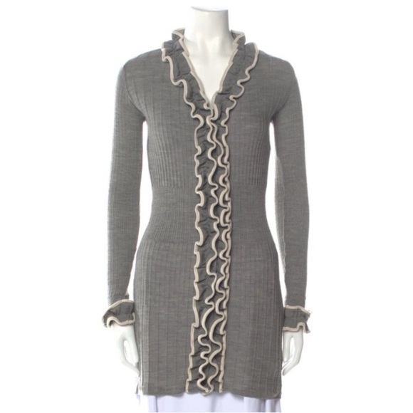 Anne Fontaine Dresses & Skirts - Anne Fontaine $895 Wool Ruffle Sweater or Mini Dress ▫️